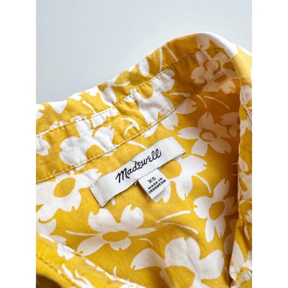 MADEWELL Central Retro Yellow Floral Cotton Poplin Oversized Shirt, Size XS - Picture 10 of 12
